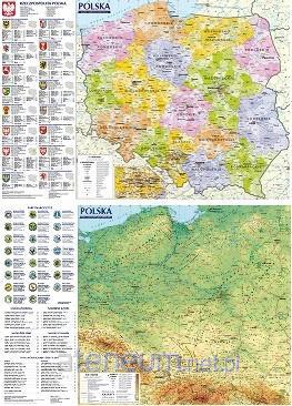 Mapa ścienna. Polska administracyjno-samochodowa