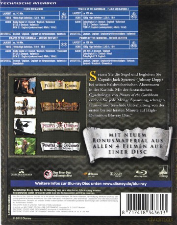 Pirates of the Caribbean 1-4 (Piraci z Karaibów) [BOX] [4xBlu-Ray]