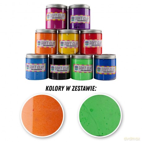 Glinka zestaw 3 - 2 kolory po 100g (zielony fluo/pomarańczowy)