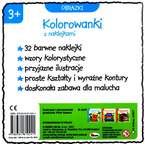 Obrazki. Kolorowanki z naklejkami - Piotr Kozera [KSIĄŻKA]