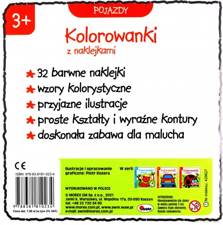 Pojazdy. Kolorowanki z naklejkami - Piotr Kozera [KSIĄŻKA]