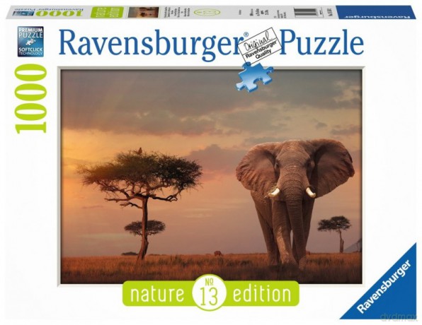 RAVENSBURGER 1000 el. Słoń w parku narodowym Masai Mara [PUZZLE]
