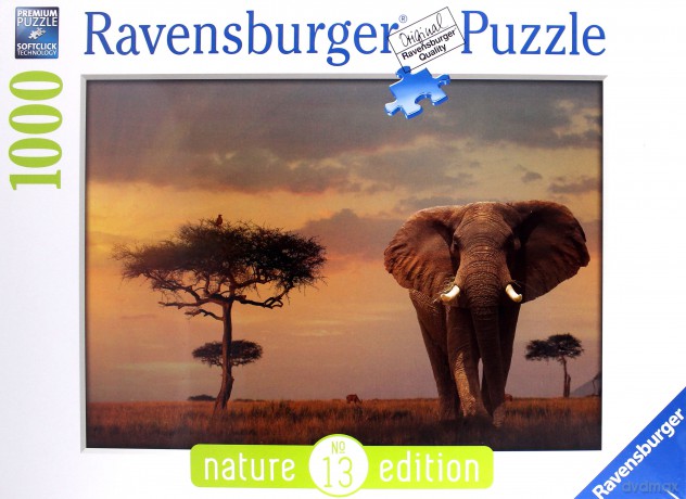 RAVENSBURGER 1000 el. Słoń w parku narodowym Masai Mara [PUZZLE]