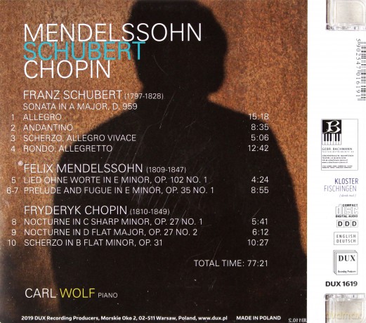 Carl Wolf: Mendelsson, Schubert, Chopin [CD]
