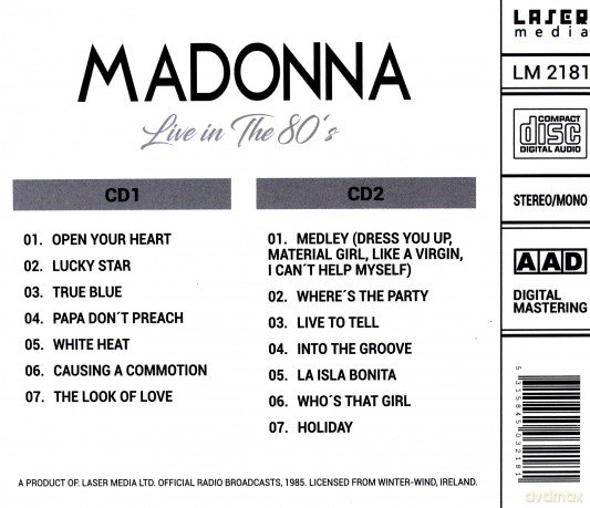 Madonna: Live In The 80s [2CD]