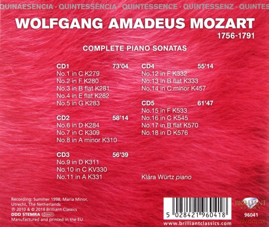 Klara Wurtz: Quintessence Mozart: Complete Piano Sonatas [5CD]
