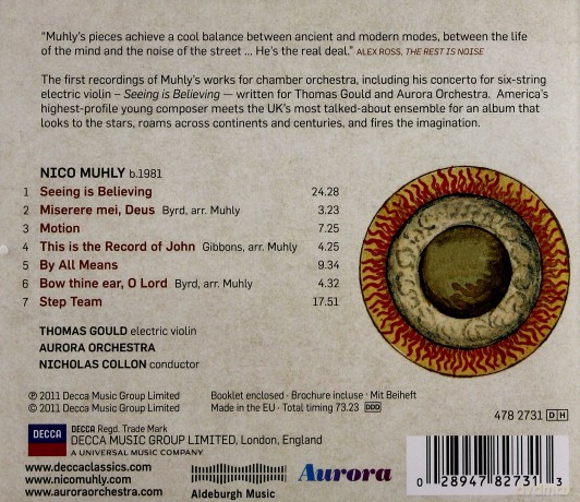 Nico Muhly: Seeing Is Believing [CD]