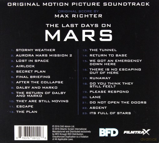 The Last Days On Mars soundtrack (Max Richter) [CD]