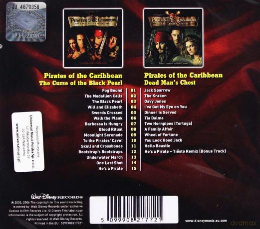 Pirates of The Caribbean: Curse of The Black Pearl / Dead Man's Chest soundtrack (Piraci z Karaibów: Klątwa Czarnej Perły / Skrzynia Umarlaka) (Hans Zimmer / Klaus Badelt) [2CD]