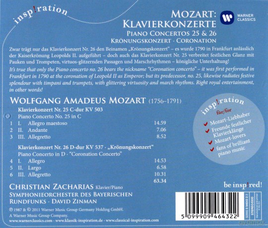 Christian Zacharias: Klavierkonzerte Nr 25 & 26  [CD]