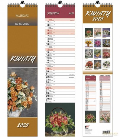 Kalendarz 2020 13 Plansz paskowy - Kwiatki [KALENDARZ]
