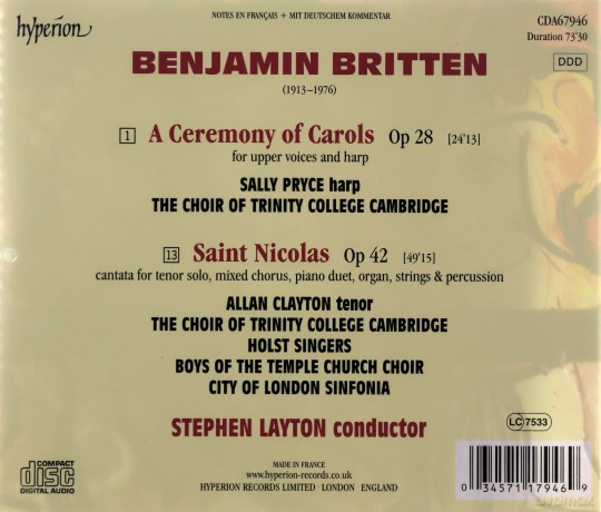 Trinity College Choirlayton: Brittena Ceremony Of Carols [CD]