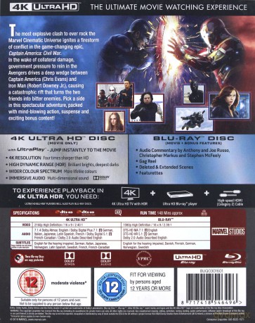 Captain America 3: Civil War (Kapitan Ameryka: Wojna bohaterów) [Blu-Ray 4K]+[Blu-Ray]