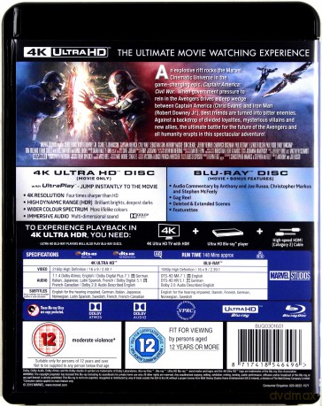 Captain America 3: Civil War (Kapitan Ameryka: Wojna bohaterów) [Blu-Ray 4K]+[Blu-Ray]