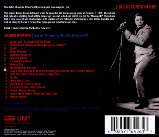James Brown: Live At Home With His Bad Self [CD]