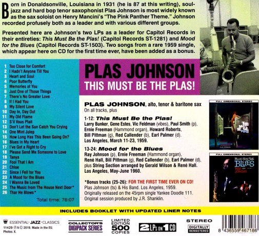 Plas Johnson: This Must Be The Plas! + Mood For The Blues [CD]