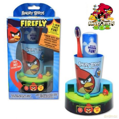 Angry Birds - Zestaw szczoteczka, kubek i pasta - pianka 45 ml w zestawie z urządzeniem-timerem