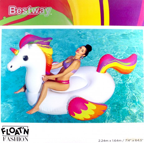 BESTWAY Dmuchany materac do pływania JEDNOROŻEC 224x164 cm