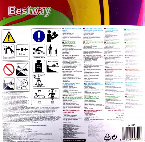 BESTWAY Dmuchany materac do pływania JEDNOROŻEC 224x164 cm