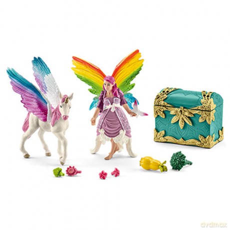 Schleich Tęczowy elf Lis z młodym jednorożcem