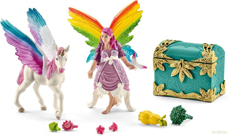 Schleich Tęczowy elf Lis z młodym jednorożcem
