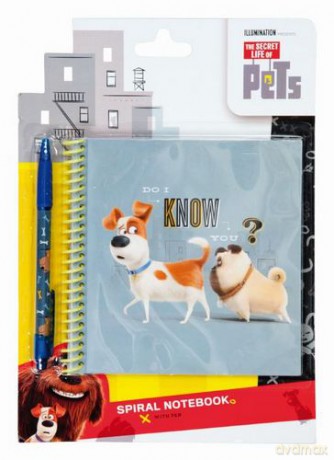 Secret Life of Pets - notatnik na spirali 14,5 cm x 14,5 cm z długopisem