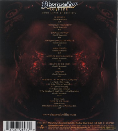 Rhapsody Of Fire: From Chaos To Eternity [CD]