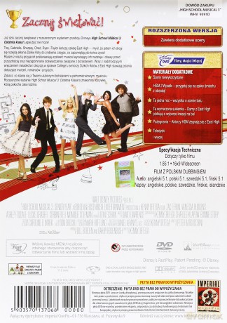 High School Musical 3: Ostatnia klasa wersja rozszerzona (Disney) [DVD]