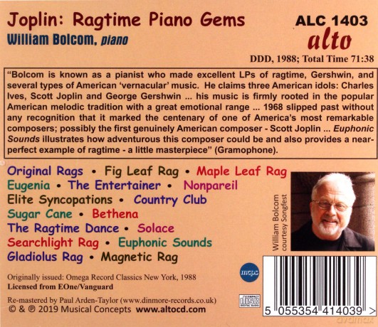 William Bolcom: Scott Joplin: Ragtime Piano Gems [CD]