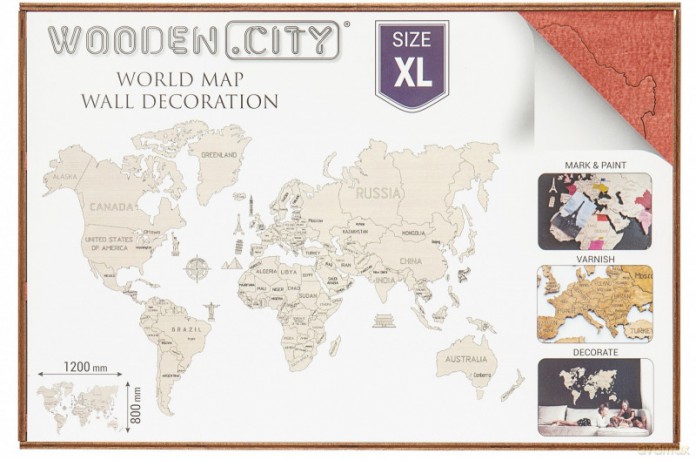 Mapa świata rozmiar XL kolor coral [PUZZLE]