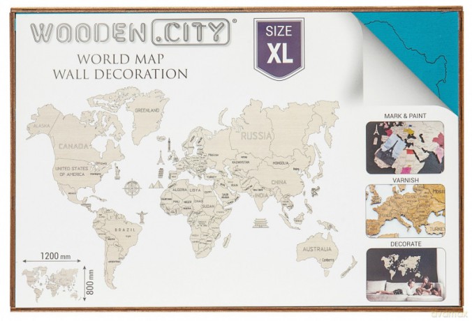 Mapa świata rozmiar XL kolor cyan [PUZZLE]