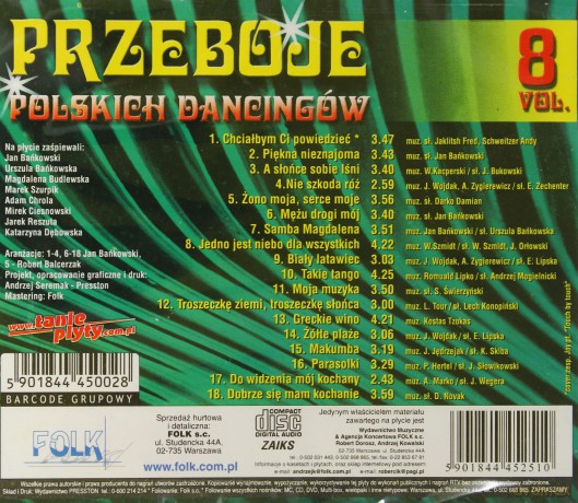 Przeboje polskich dancingów vol. 8 [CD]