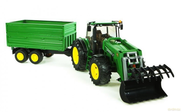 Traktor John Deere 7930 z ładowarką i przyczepa