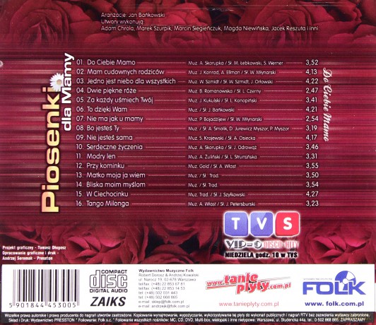 Piosenki dla mamy - Do Ciebie Mamo [CD]