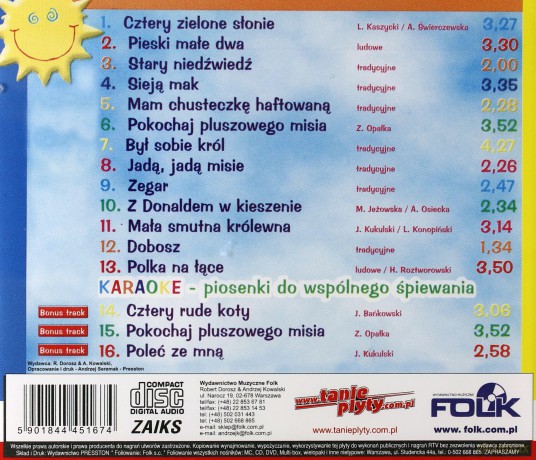 Piosenki dla dzieci - Cztery zielone słonie [CD]