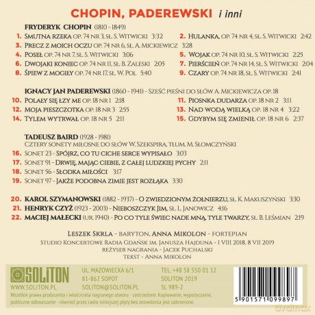 Polska Liryka Wokalna - Chopin, Padereweki, Baird, Szymanowski, Czyż, Małecki [CD]