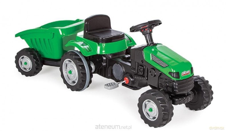Traktor na pedały z przyczepą zielony