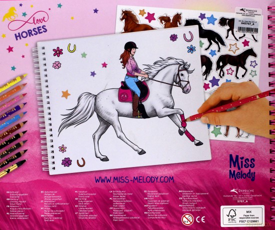 Kolorowanka miss melody z zestawem kredek