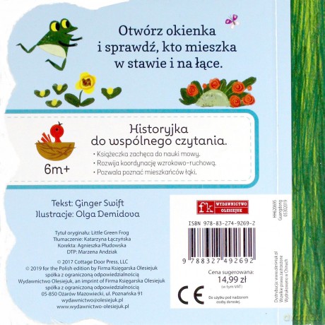 Zielona żabka. Książeczka z okienkami - Swift Ginger [KSIĄŻKA]