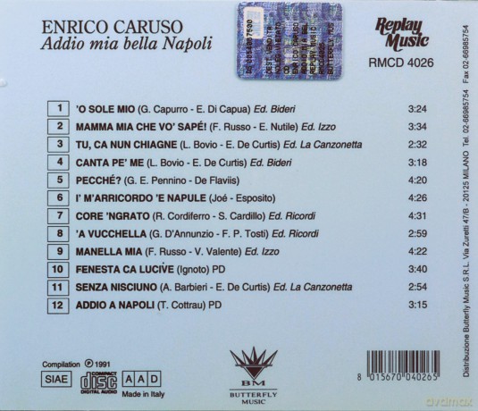 Enrico Caruso: Addio Mia Bella Napoli [CD]