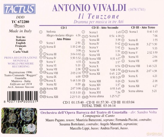 Sergio Vartolo: Antonio Vivaldi: Il Teuzzone [3CD]