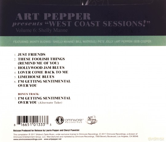 Art Pepper: Art Pepper Presents "West Coast Sessions!" Volume 6: Shelly Manne [CD]