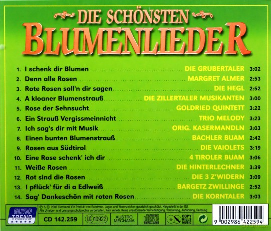 Die Schonsten Blumenlieder [CD]