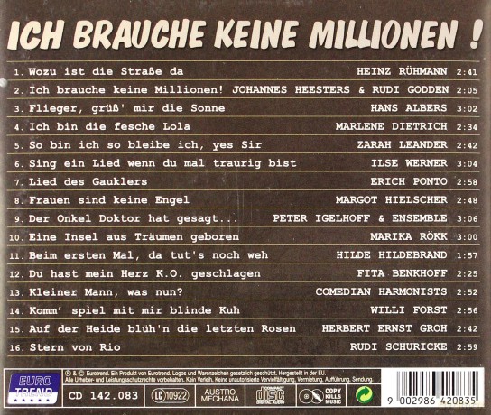 Ich Brauche Keine Millionen! [CD]