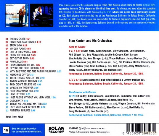 Stan Kenton: Back to Balboa + Rendezvous With Kenton [CD]