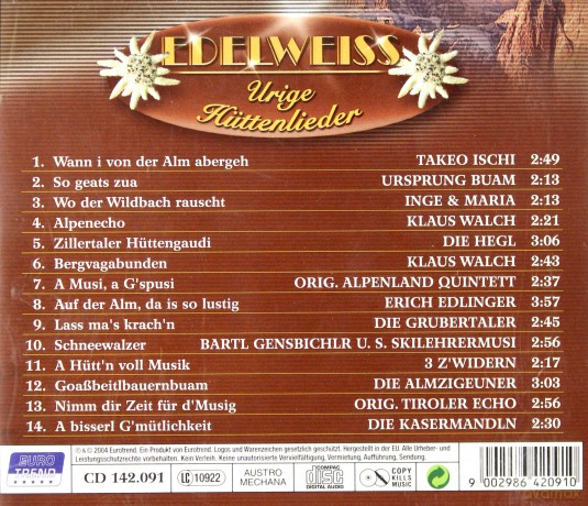 Urige Huettenlieder [CD]