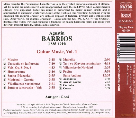 Antigoni Goni: Barrios: Guitar Music, vol. 1 [CD]