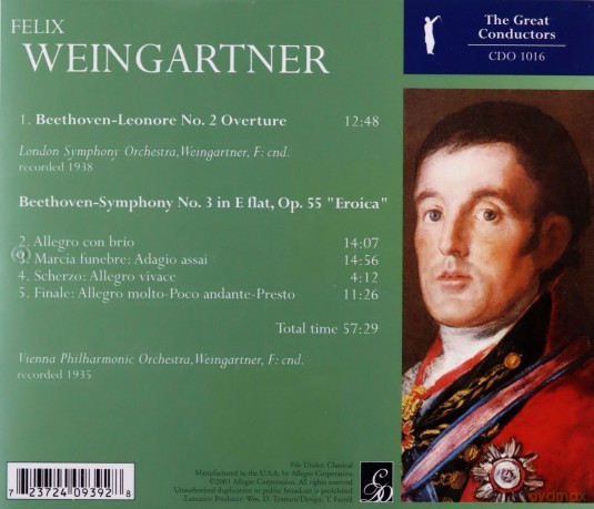 Felix Weingartner: Beethoven: Symphony no.3, Etc. [CD]