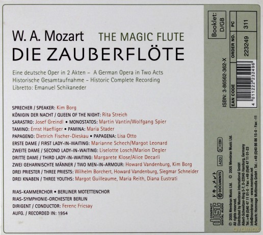 Mozart Die Zauberflote [2CD]