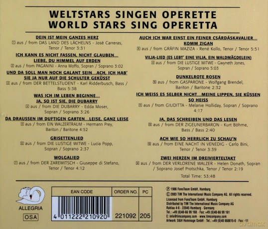 Weltstars Singen Operette [CD]